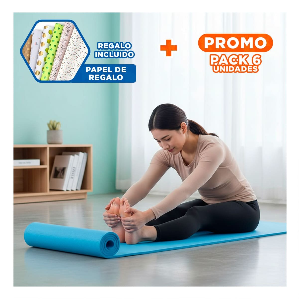 PACK6 BASE GRUESA 10MM DE GOMA EVA 61X183CM CELESTE Y+PAPEL REGALO - 1
