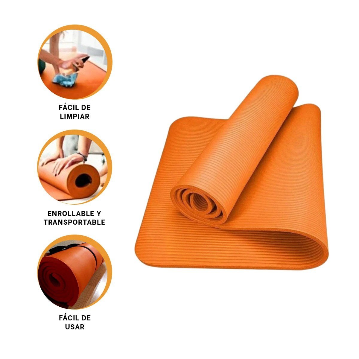 TAPETE PARA EJERCICIO 6MM ANARANJADO DE GOMA EVA - 3