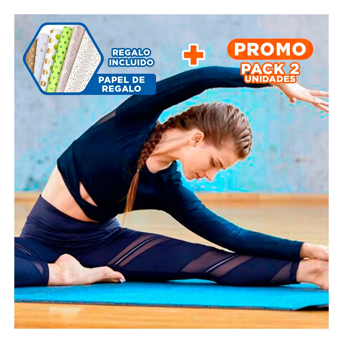 PACK2 BASE AMORTIGUADA PARA SESIONES DE ESTIRAMIENTO DIARIO 8MM CELESTE Y+PAPEL REGALO - 1