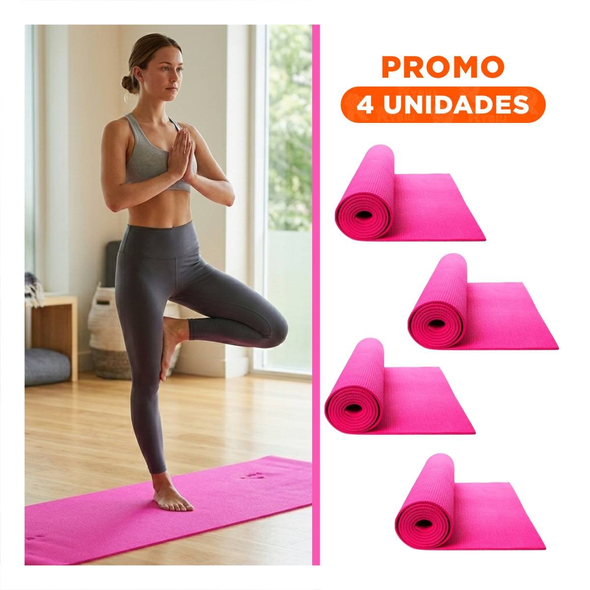 PACK4 SUPERFICIE DE AMORTIGUACION PARA MAYOR COMODIDAD AL ENTRENAR 8MM ROSADO Y+REGALO STICKER - 1