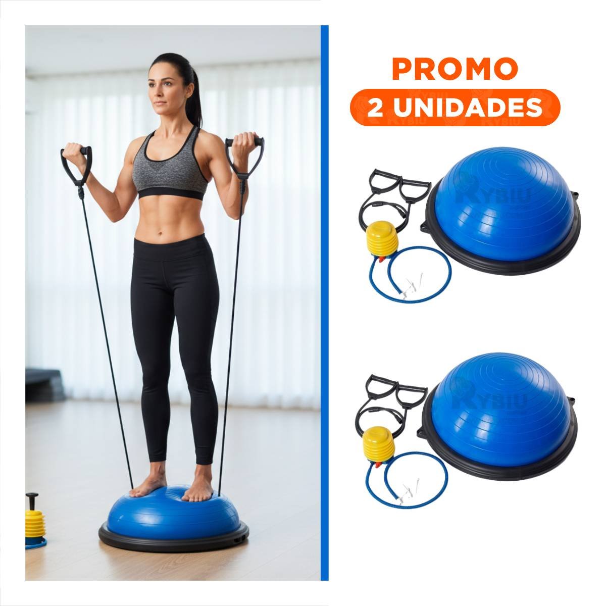 PACK2 SEMIESFERA FITNESS PARA ENTRENAMIENTO EN HOGAR 65CM AZUL - 1