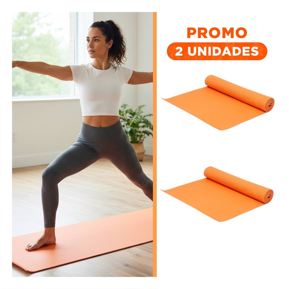 PACK2 TAPETE ANTIDESLIZANTE 8MM DE GOMA EVA 61X183CM ANARANJADO - 1