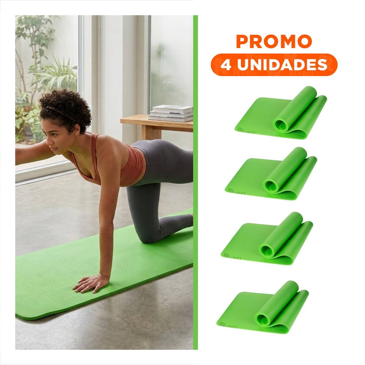 PACK4 PANEL ACOLCHADO PARA ENTRENAMIENTO FUNCIONAL 8MM VERDE GOMA Y+REGALO STICKER - 1