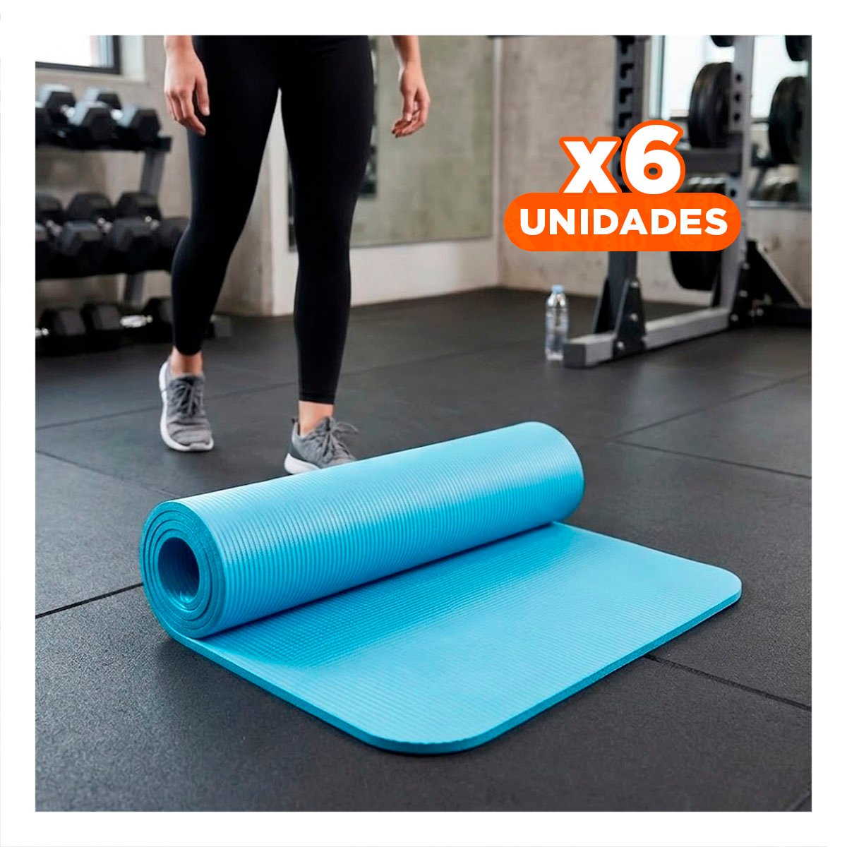 PACK6 PISO COMODO PARA TRABAJO ABDOMINAL EN SALA 8MM CELESTE Y+REGALO STICKER - 1