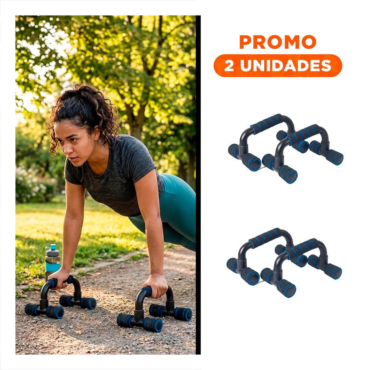 PACK2 APOYO PUSH UP FACIL DE USAR Y TRANSPORTAR FORMA C NEGRO - 1