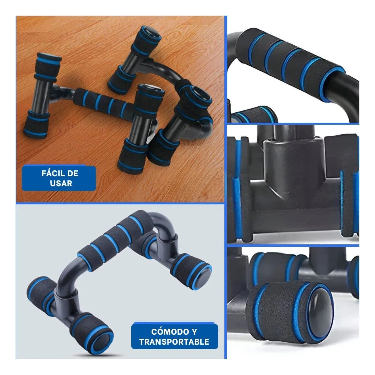 PLATAFORMA PUSH UP ESTABLE PARA TONIFICAR PECHO Y BRAZOS FORMA C NEGRO Y+LIGAS REGALO - 5