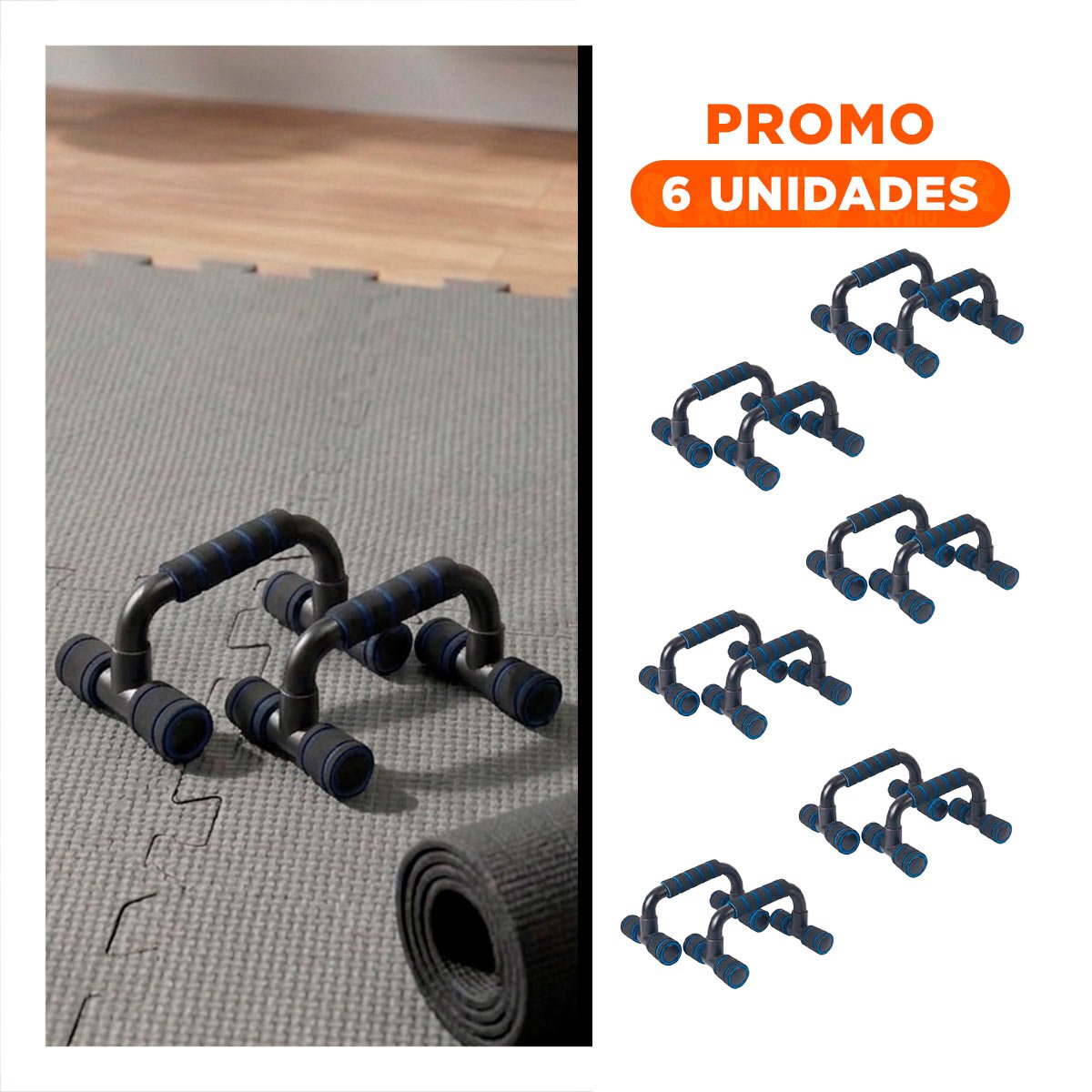 PACK6 EJE PUSH UP REDONDO Y CONFORTABLE PARA TONIFICACION FORMA C NEGRO - 1