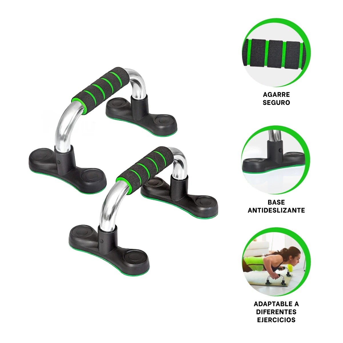 PACK4 ESTRUCTURA DE MUSCULACION PUSH UP ESTABLE Y PRACTICA VERDE NEUTRO - 3