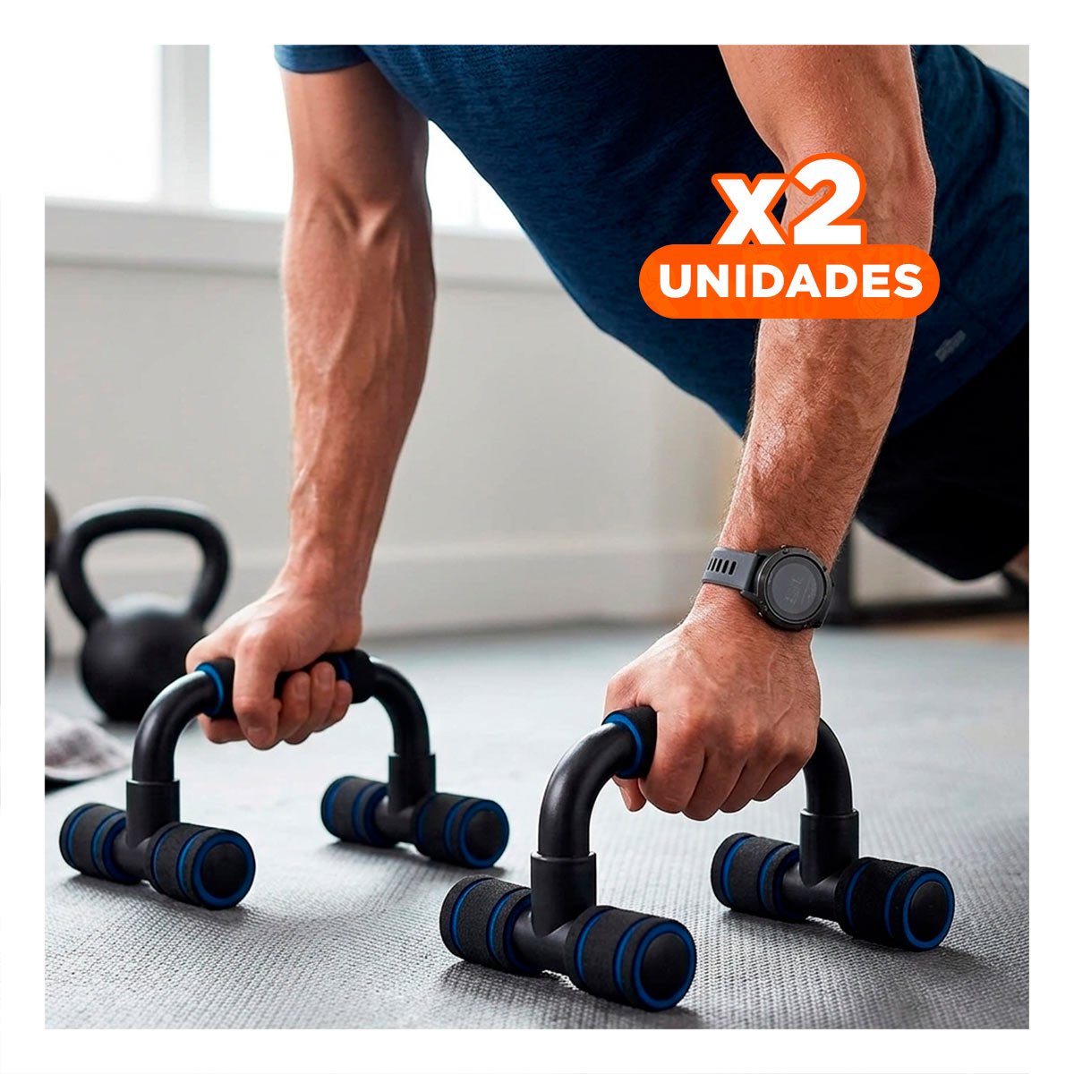 PACK2 APOYO PUSH UP ERGONOMICO Y COMPACTO PARA CASA FORMA C NEGRO Y+REGALO STICKER - 1