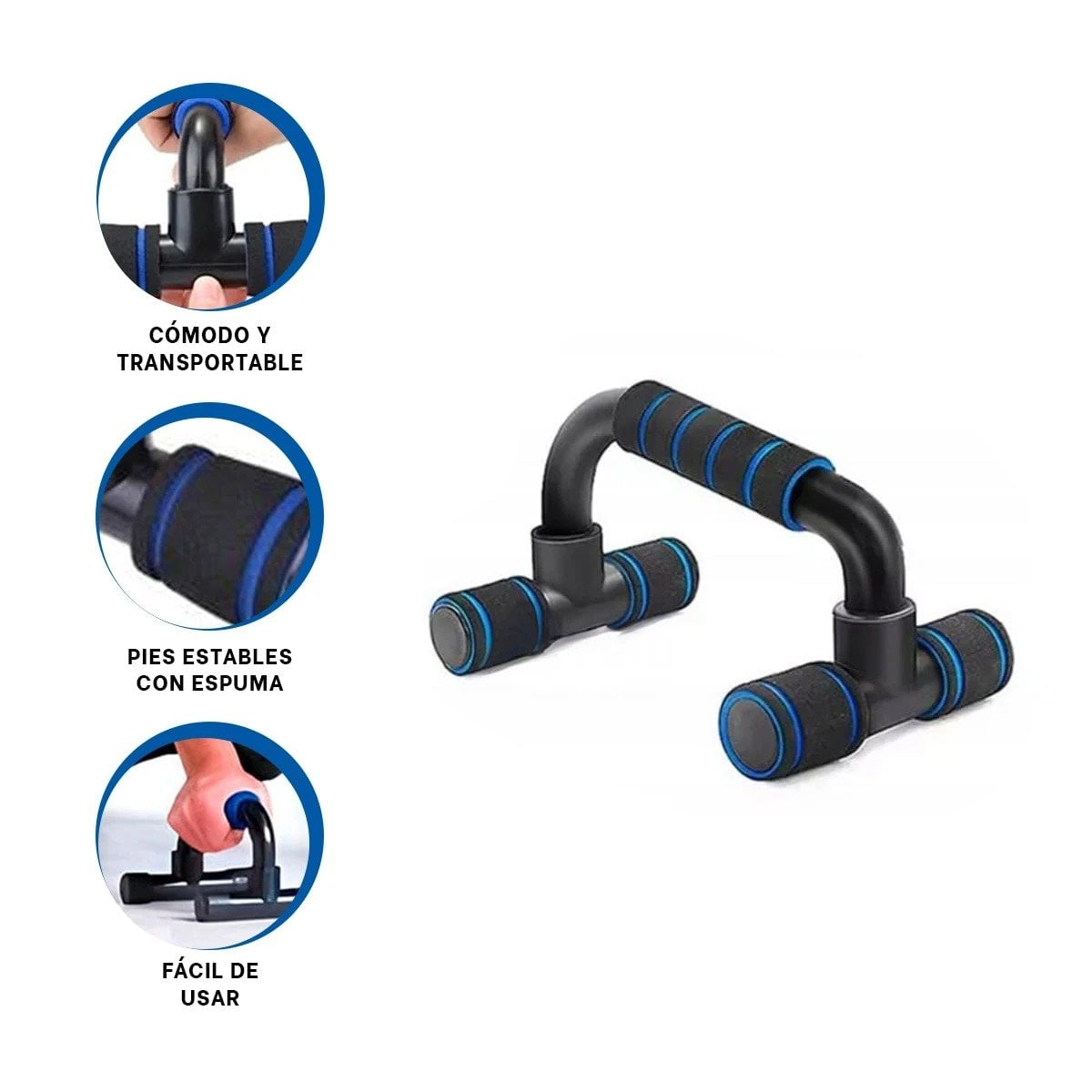 PACK2 APOYO PUSH UP ERGONOMICO Y COMPACTO PARA CASA FORMA C NEGRO Y+REGALO STICKER - 2