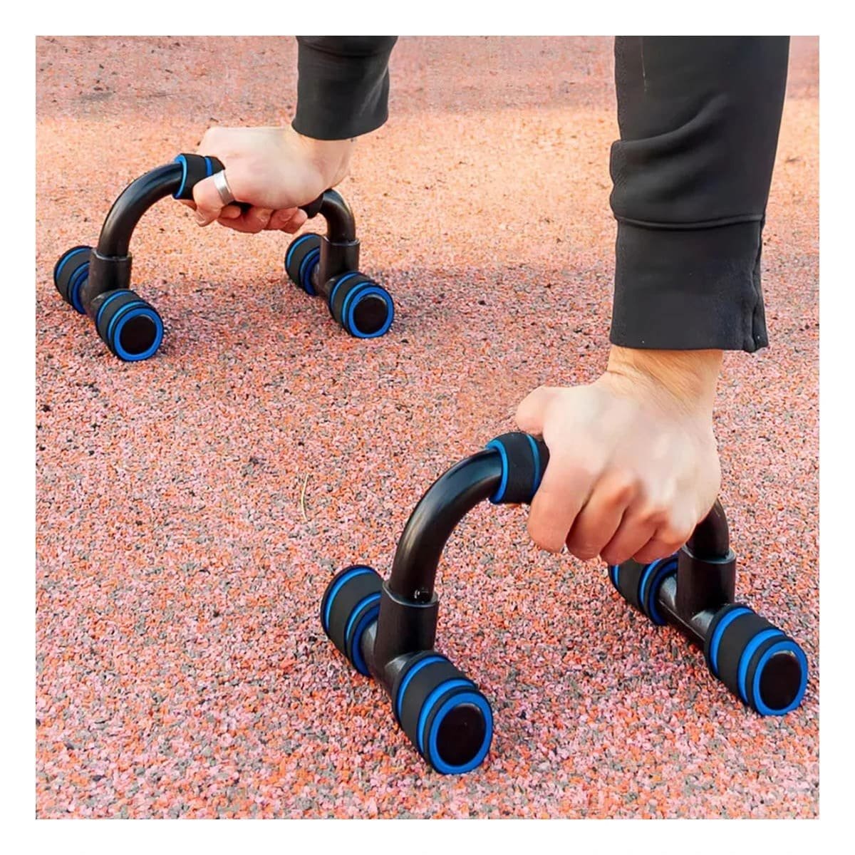 PACK4 APOYO PUSH UP ESTABLE Y CONFORTABLE PARA EJERCICIOS FORMA C NEGRO - 2