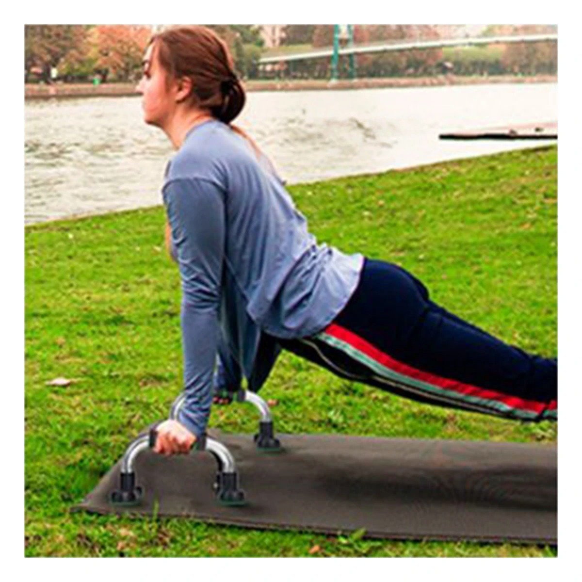 PACK4 SUPERFICIE CIRCULAR PUSH UP ESTABLE Y ERGONOMICA VERDE NEUTRO Y+REGALO STICKER - 3