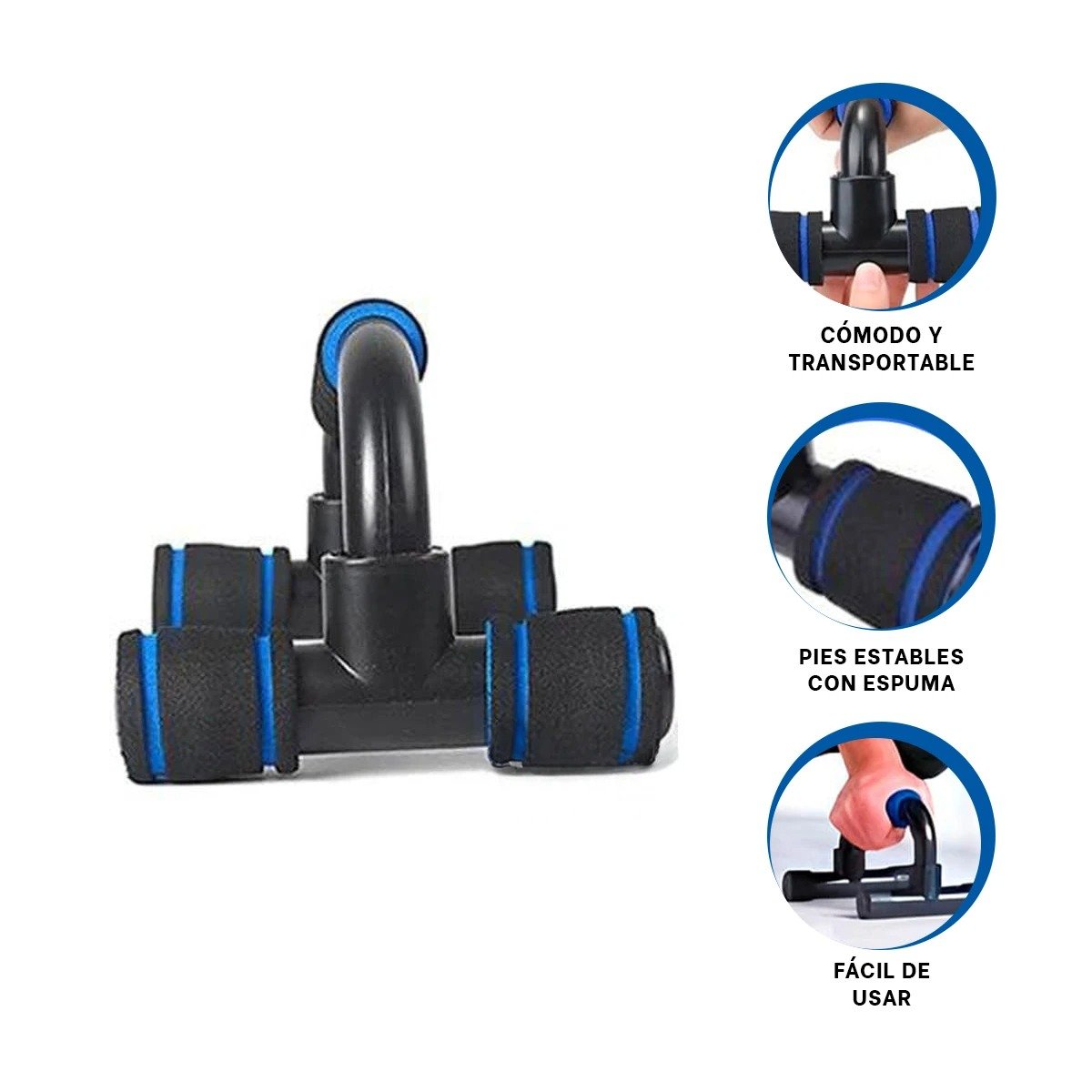 PACK4 EJE PUSH UP ESTABLE Y COMPACTO PARA CASA FORMA C NEGRO Y+PAPEL REGALO - 3