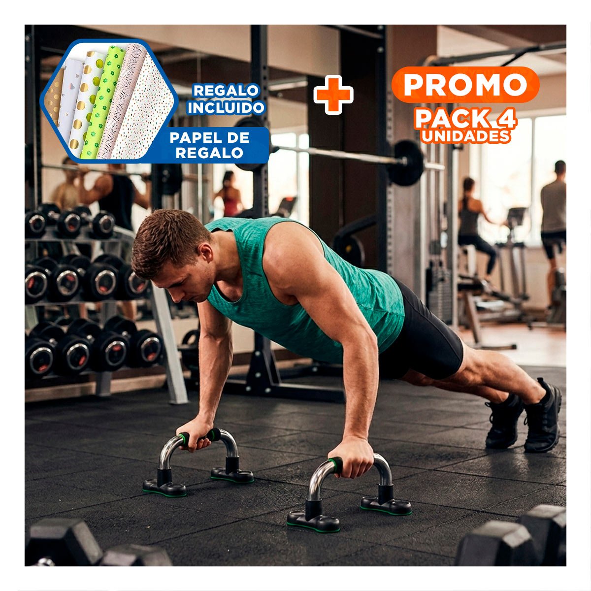 PACK4 ESTRUCTURA MULTIFUNCIONAL PUSH UP CONFORTABLE Y LIGERA VERDE NEUTRO Y+PAPEL REGALO - 1