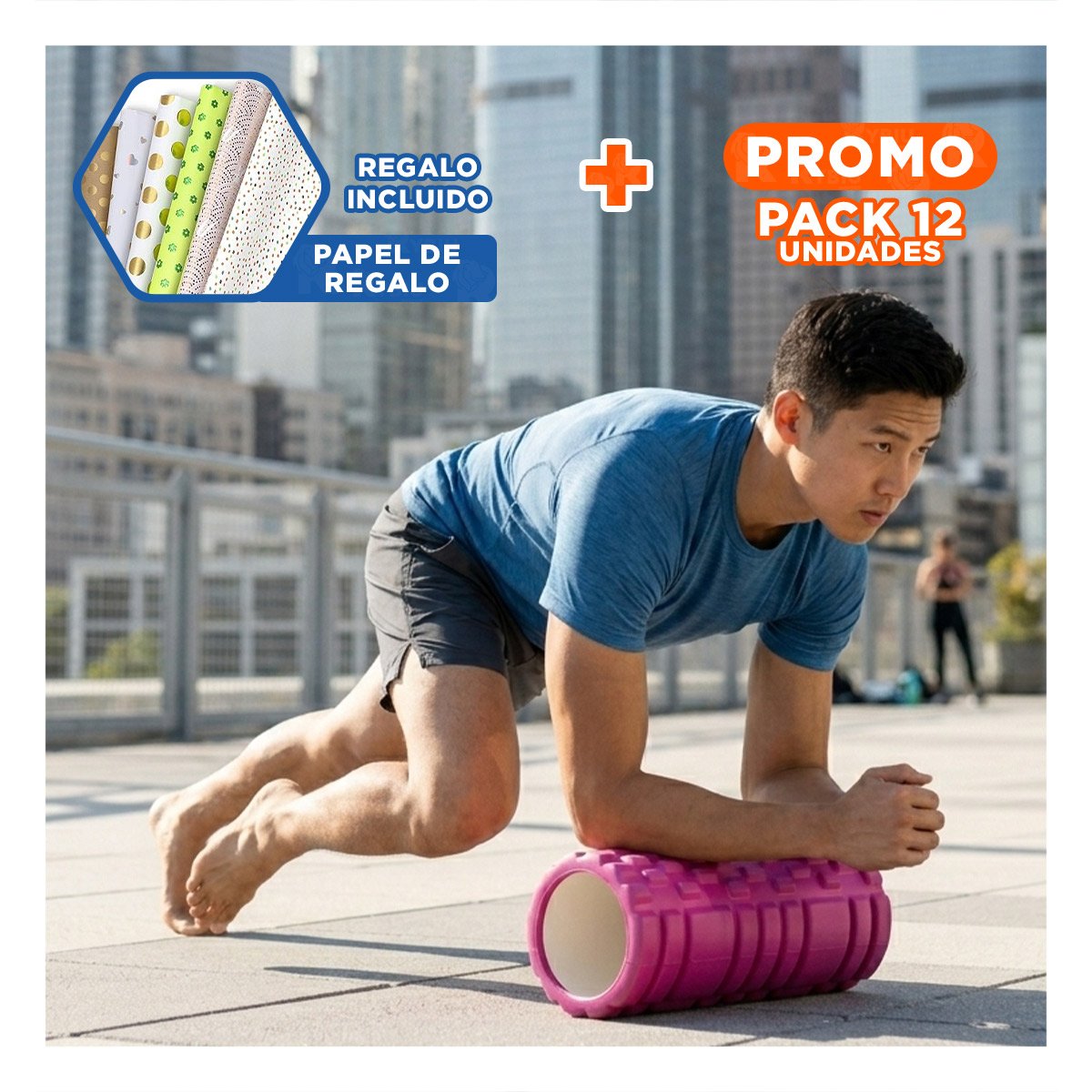 PACK12 MASAJEADOR DEPORTIVO PARA RECUPERACION 33X15CM FUCSIA Y+PAPEL REGALO - 1