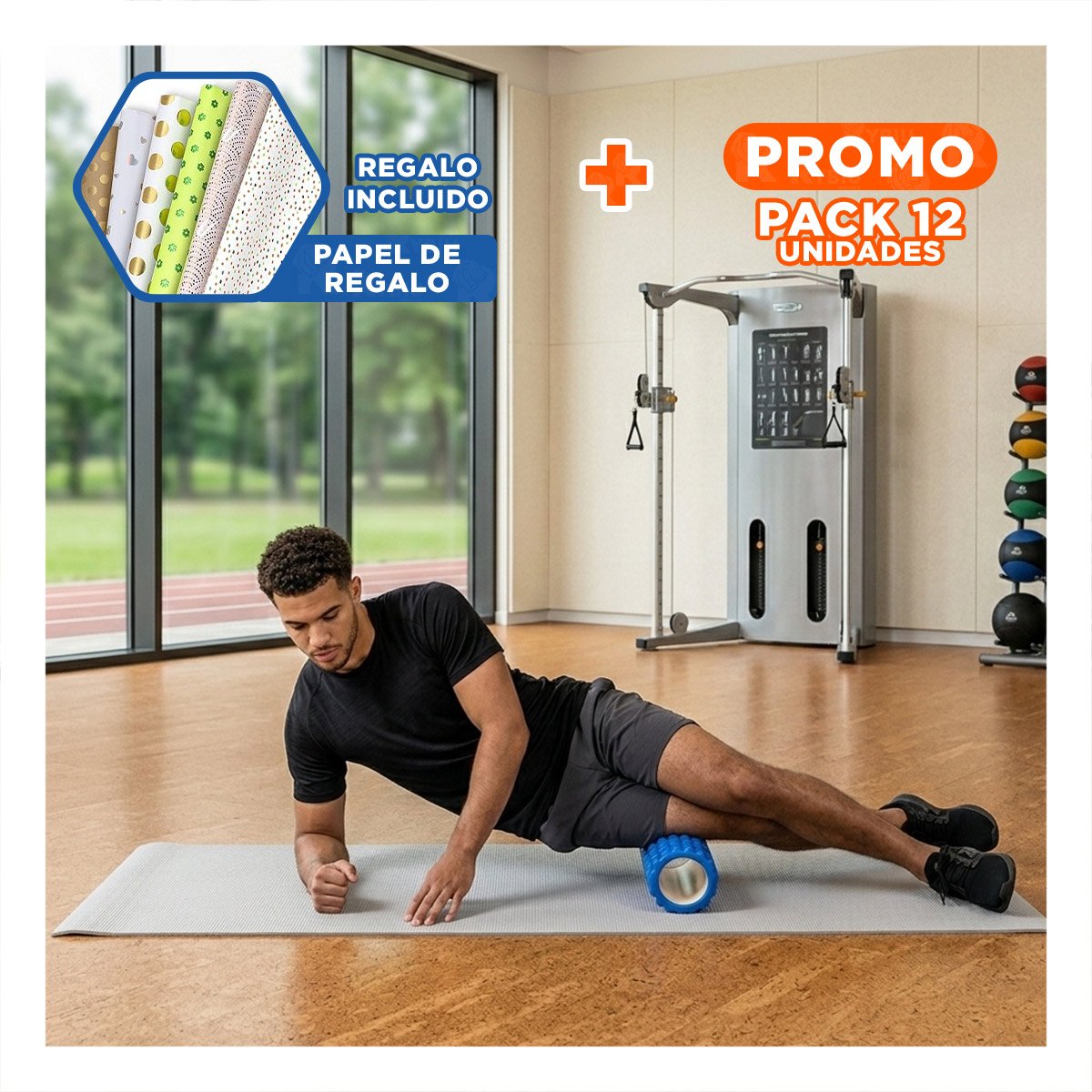PACK12 FASCIA STICK PARA ENTRENAMIENTO Y RECUPERACION 33X15CM AZUL Y+PAPEL REGALO - 1