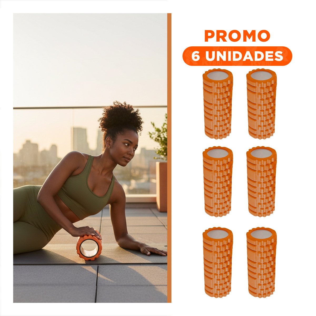 PACK6 ESTIMULADOR DE ESPALDA PARA RELAJACION Y ESTIRAMIENTO 33X15CM NARANJA - 1
