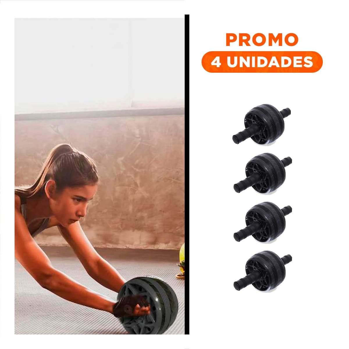 PACK4 ANILLO RODANTE FITNESS PARA TONIFICAR ZONA MEDIA NEGRO Y+REGALO STICKER - 1