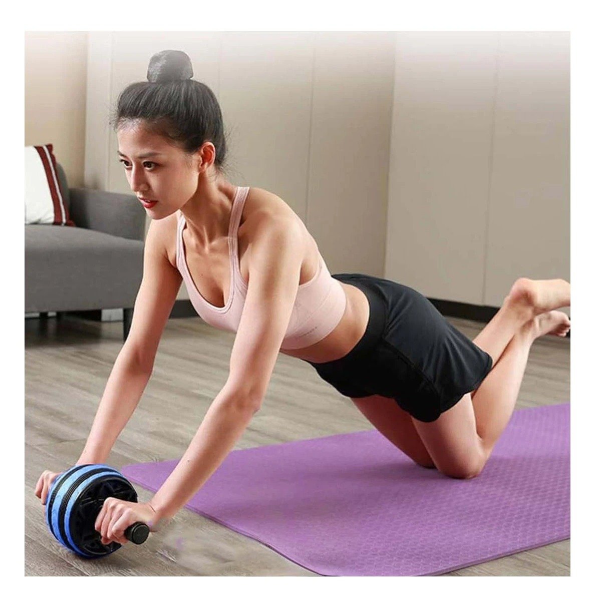 PACK6 ANILLO RODANTE PARA EJERCICIOS DE MUSCULOS CORE Y POSTURA AZUL Y+REGALO STICKER - 5