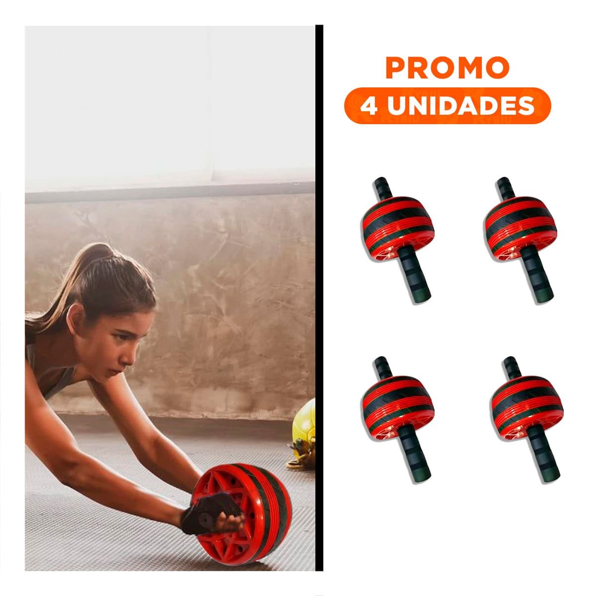 PACK4 ANILLO RODANTE PARA EJERCICIOS DE CORE ABDOMEN Y BRAZOS ROJO Y+REGALO STICKER - 1