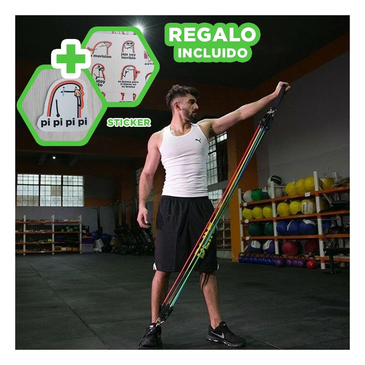 ELASTICAS CON DIFERENTES RESISTENCIAS PARA ENTRENAMIENTO COMPLETO YOGA Y+REGALO STICKER - 1