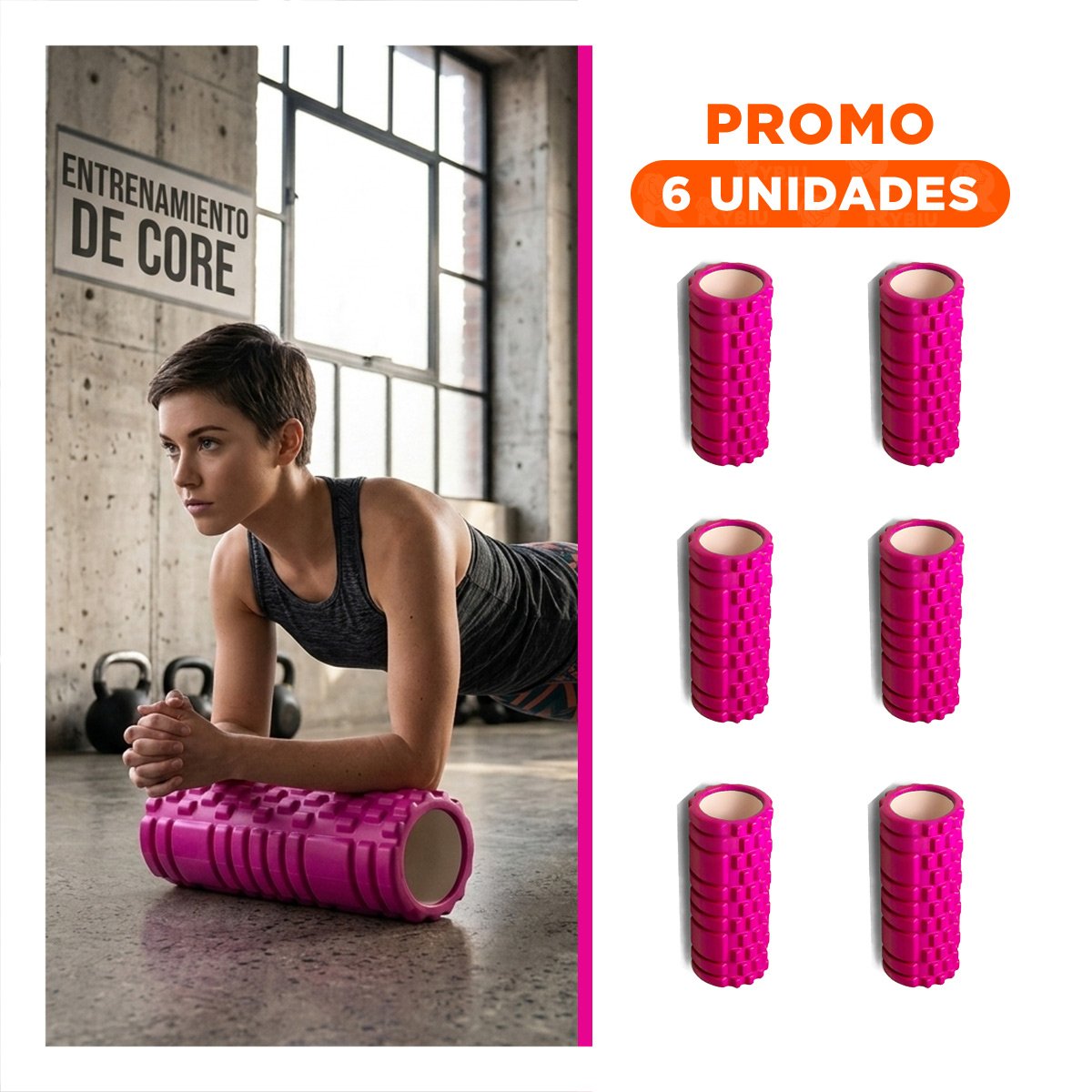 PACK6 RECUPERADOR MUSCULAR PARA ESTIRAMIENTO Y RECUPERACION 33X15CM FUCSIA - 1
