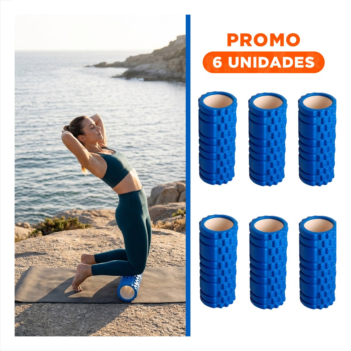 PACK6 FITNESS ROLLER QUE MEJORA FUERZA Y FLEXIBILIDAD 33X15CM AZUL - 1