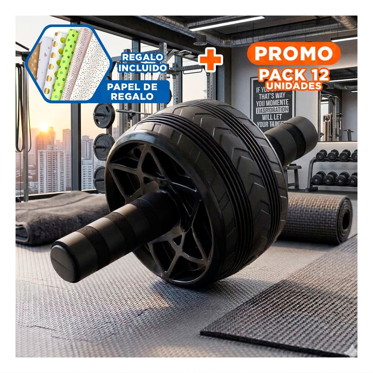 PACK12 TAMBORIN PARA TONIFICAR MUSCULOS CORE Y ESPALDA NEGRO Y+PAPEL REGALO - 1