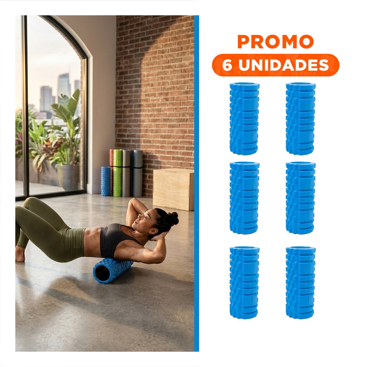 PACK6 RECUPERADOR MUSCULAR QUE AYUDA A ESTIRAMIENTO Y RECUPERACION 33X15CM CELESTE - 1