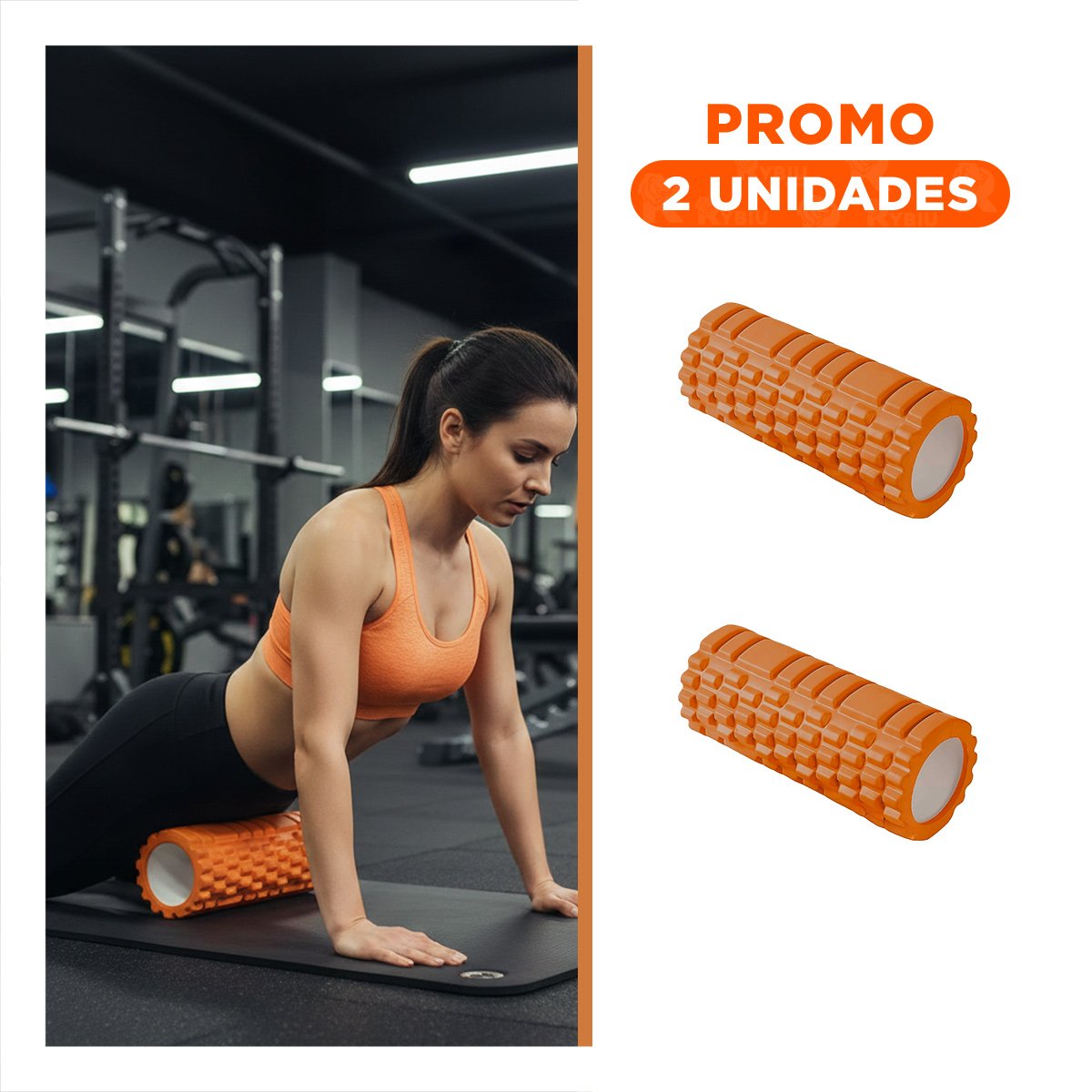 PACK2 RODILLO ANTIESTRES PARA REDUCIR TENSION Y FATIGA MUSCULAR 33X15CM NARANJA - 1