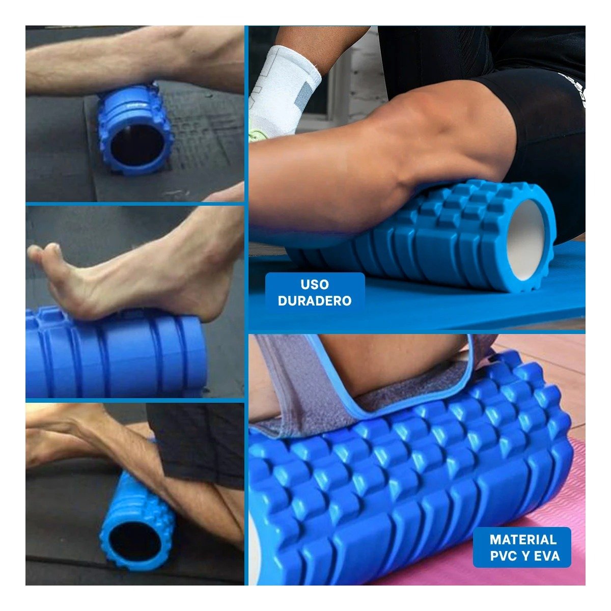 PACK6 FITNESS ROLLER PARA EJERCICIOS DE ESTIRAMIENTO DIARIO 33X15CM AZUL Y+PAPEL REGALO - 3