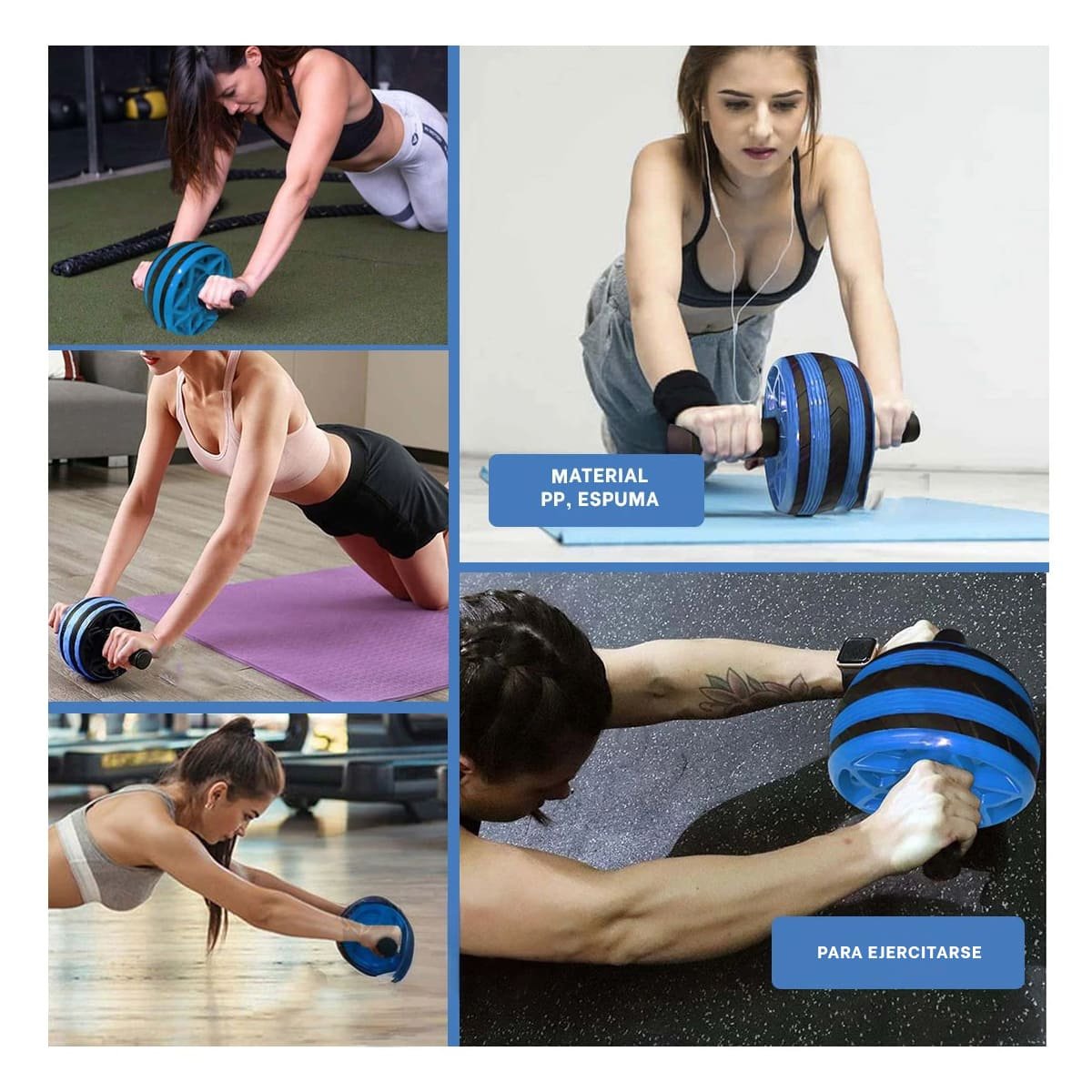 PACK4 ANILLO RODANTE PARA CORE ABDOMEN Y BRAZOS TONIFICADOS AZUL Y+REGALO STICKER - 2