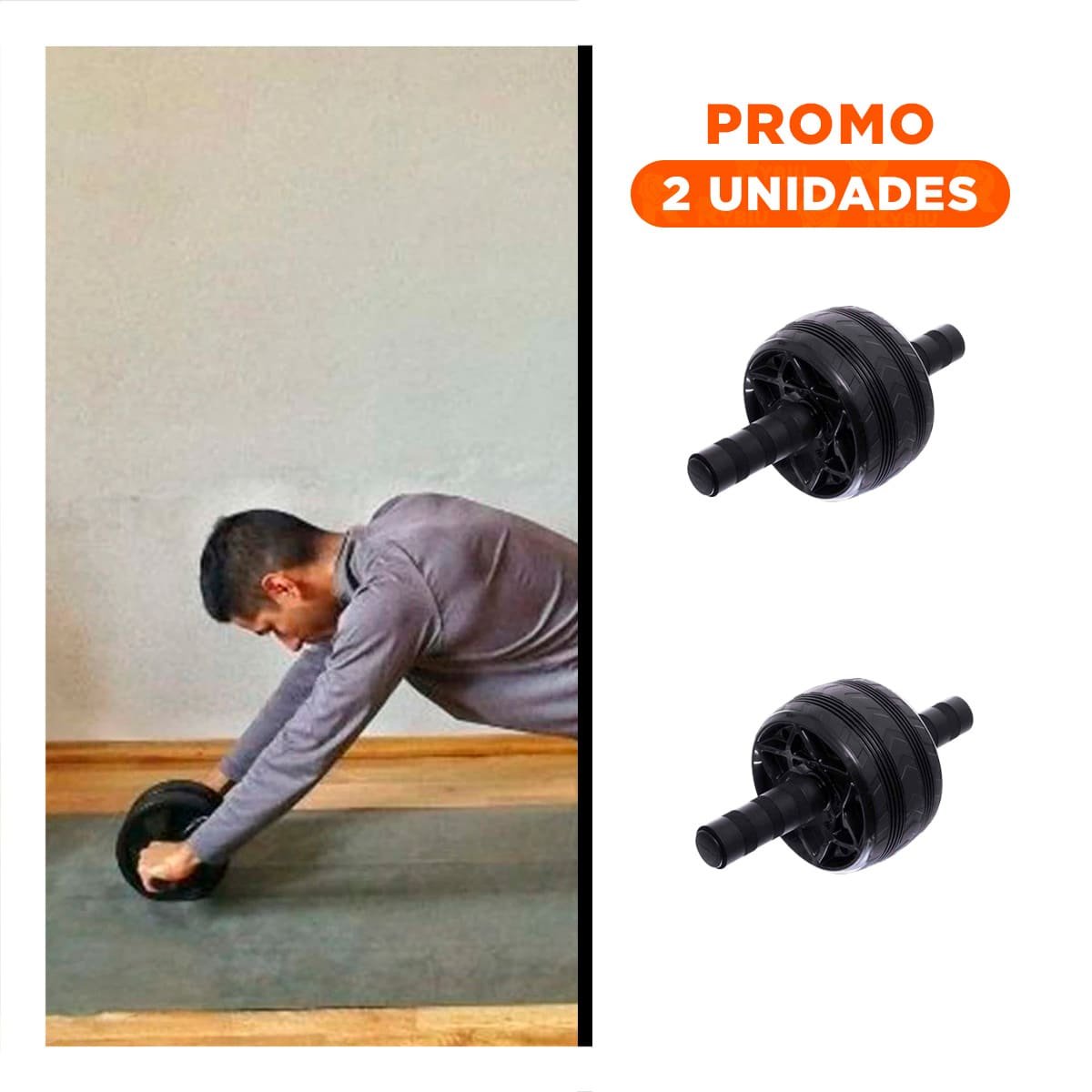 PACK2 CARRETE PARA EJERCICIOS DE CORE BRAZOS Y ABDOMEN NEGRO - 1