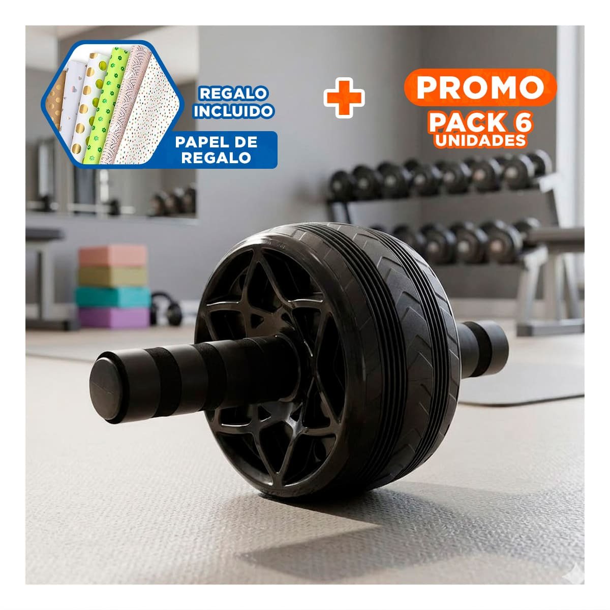 PACK6 RODANTE COMPACTO PARA RUTINAS FUNCIONALES NEGRO Y+PAPEL REGALO - 1