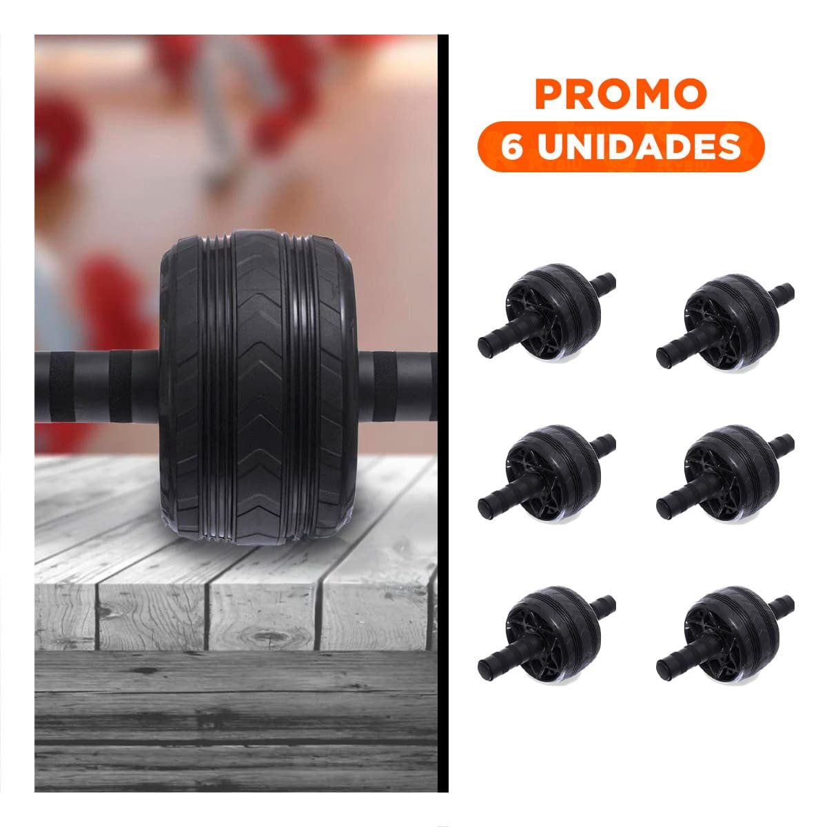 PACK6 RODANTE DE ENTRENAMIENTO PARA ABDOMEN Y BRAZOS NEGRO - 1