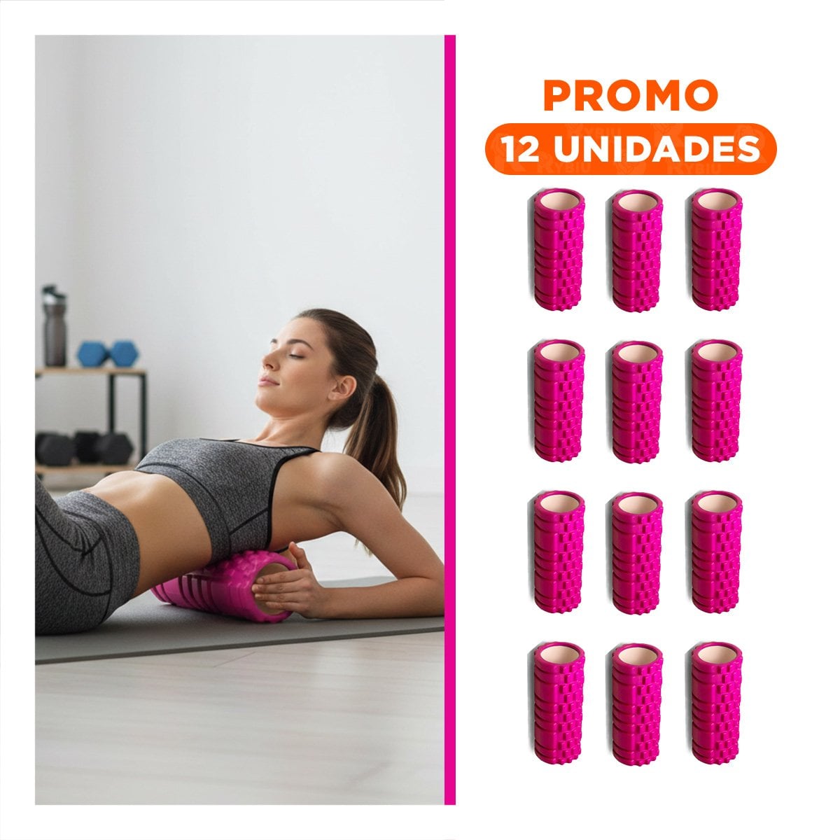 PACK12 MASAJEADOR DEPORTIVO PARA ALIVIO DE FATIGA 33X15CM FUCSIA Y+REGALO STICKER - 1