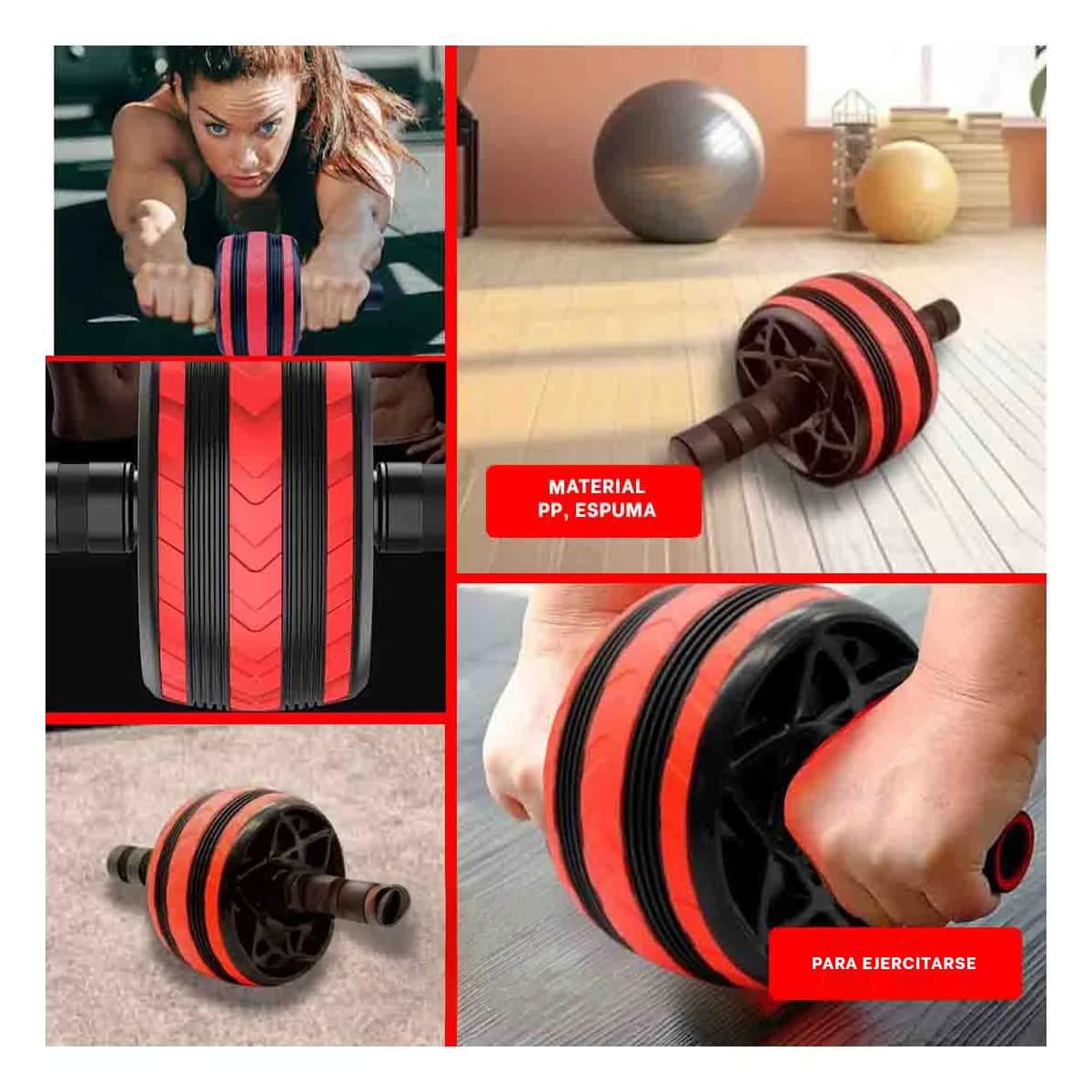 PACK4 RUEDIN PARA CORE FIRME Y ABDOMEN TONIFICADO CON MOVILIDAD ROJO Y+REGALO STICKER - 2