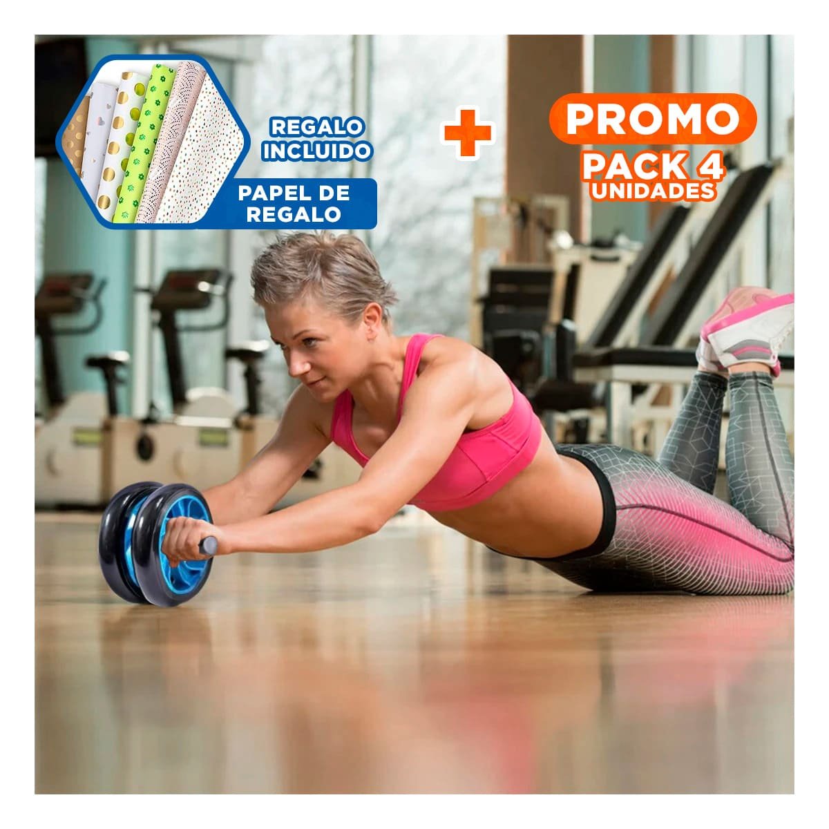 PACK4 ACCESORIO DEPORTIVO Y TAPETE PARA MEJORAR RESISTENCIA CELESTE Y+PAPEL REGALO - 1