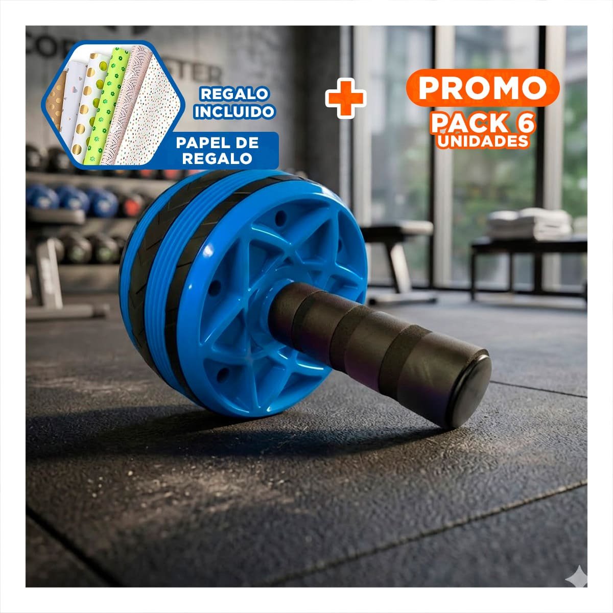 PACK6 ANILLO RODANTE CON ASAS COMODAS PARA ENTRENAMIENTO DIARIO AZUL Y+PAPEL REGALO - 1