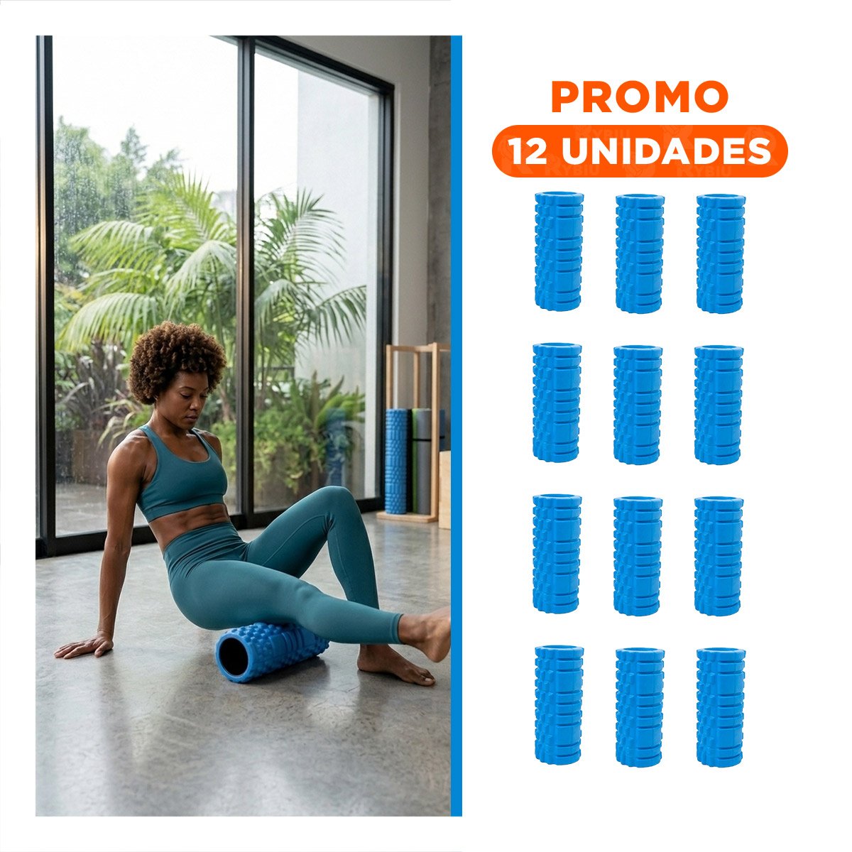 PACK12 HERRAMIENTA PARA MASAJES PROFUNDOS Y RECUPERACION 33X15CM CELESTE Y+REGALO STICKER - 1