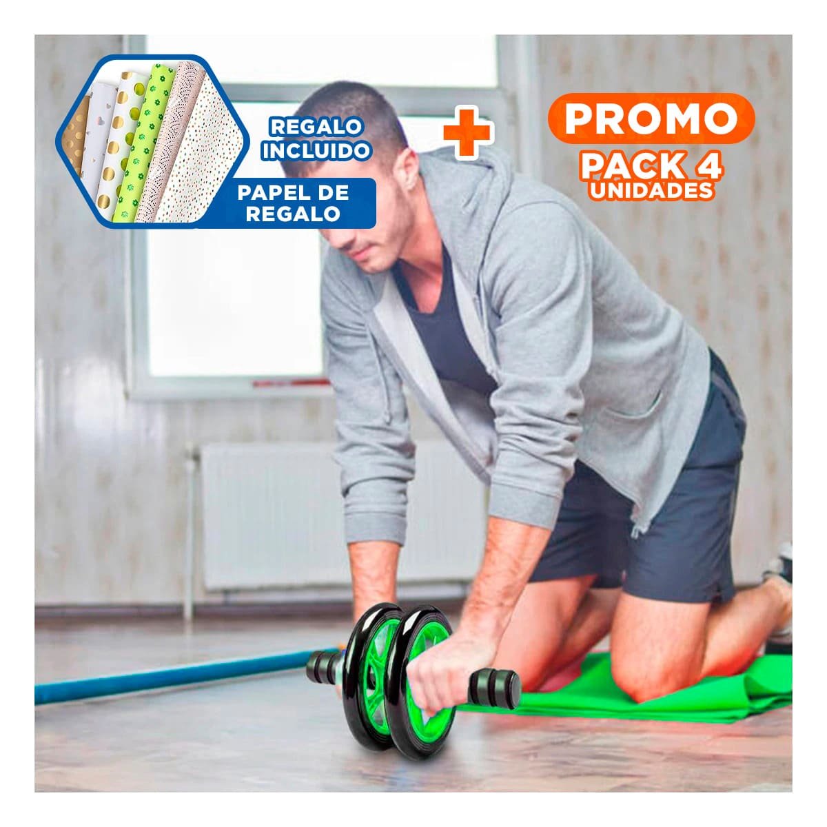 PACK4 ARO RESISTENTE CON TAPETE PARA SESIONES FUNCIONALES CELESTE Y+PAPEL REGALO - 1