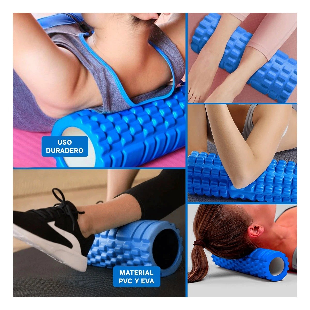 PACK4 FITNESS ROLLER PARA ENTRENAMIENTO Y LIBERACION DE FASCIA 33X15CM AZUL Y+REGALO STICKER - 2