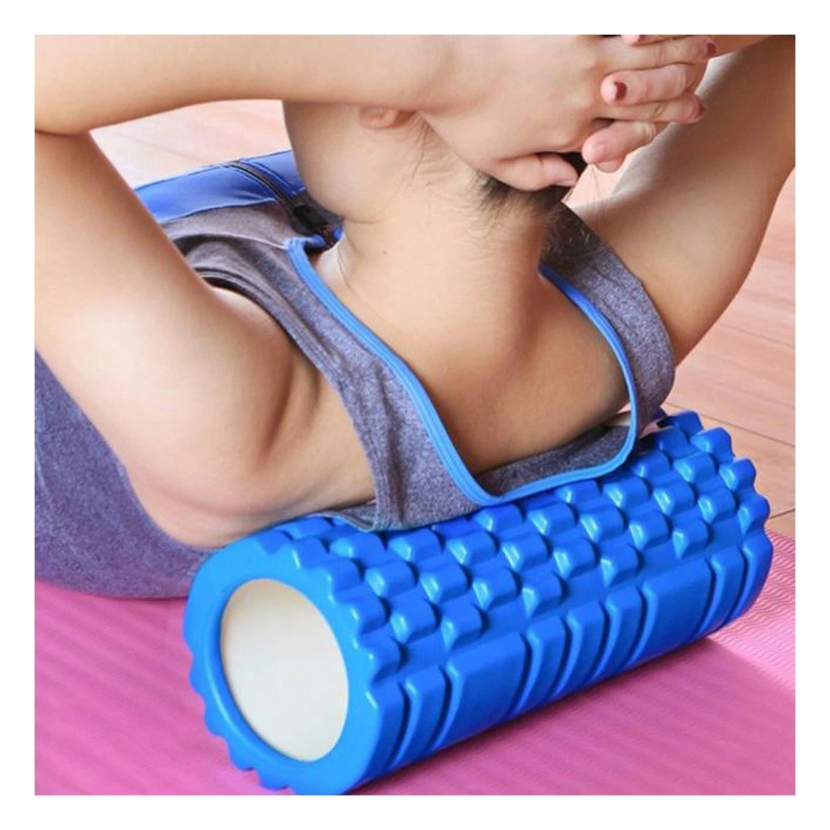PACK4 FITNESS ROLLER PARA ENTRENAMIENTO Y LIBERACION DE FASCIA 33X15CM AZUL Y+REGALO STICKER - 3