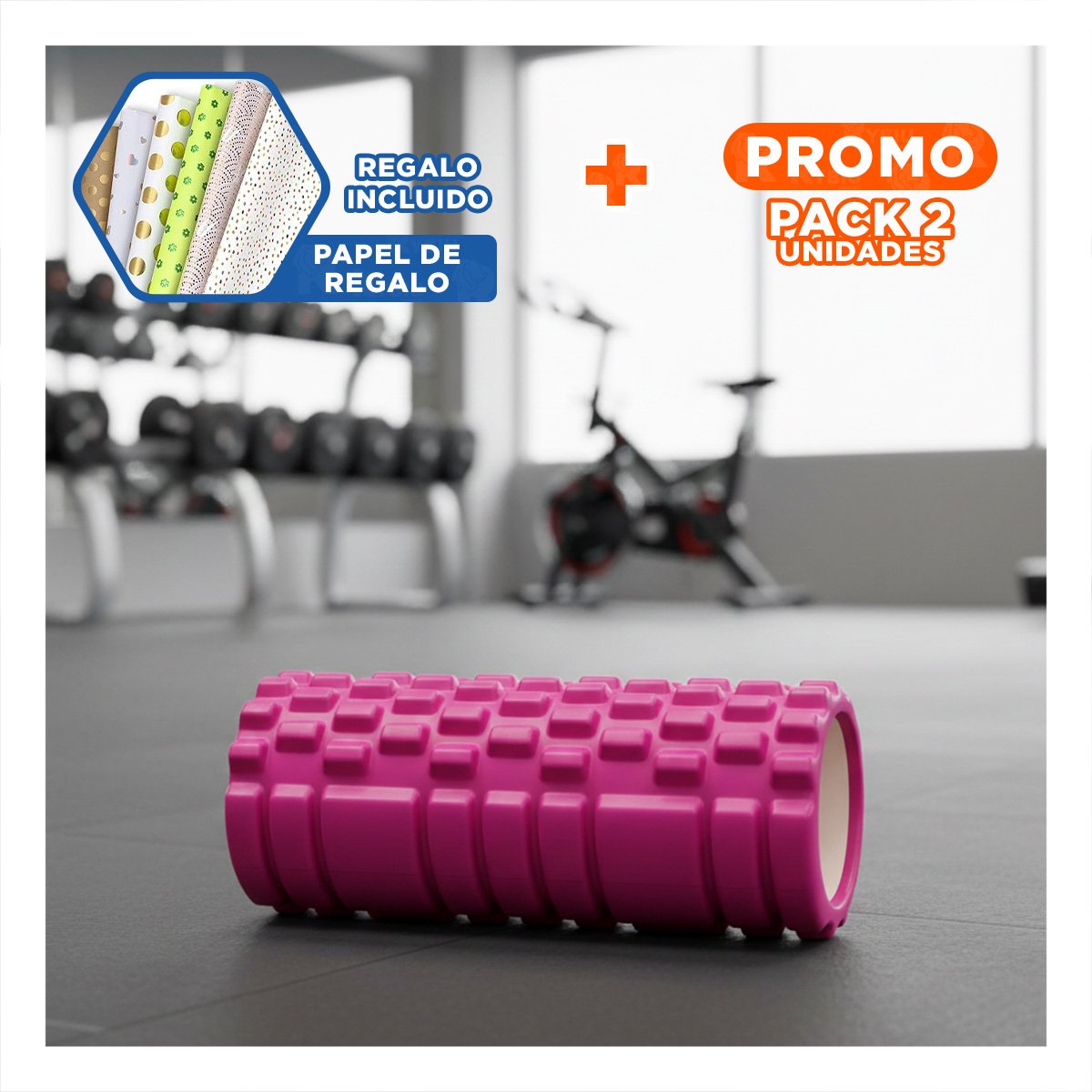 PACK2 ENTRENADOR MUSCULAR PARA RECUPERACION Y ESTIRAMIENTOS 33X15CM FUCSIA Y+PAPEL REGALO - 1