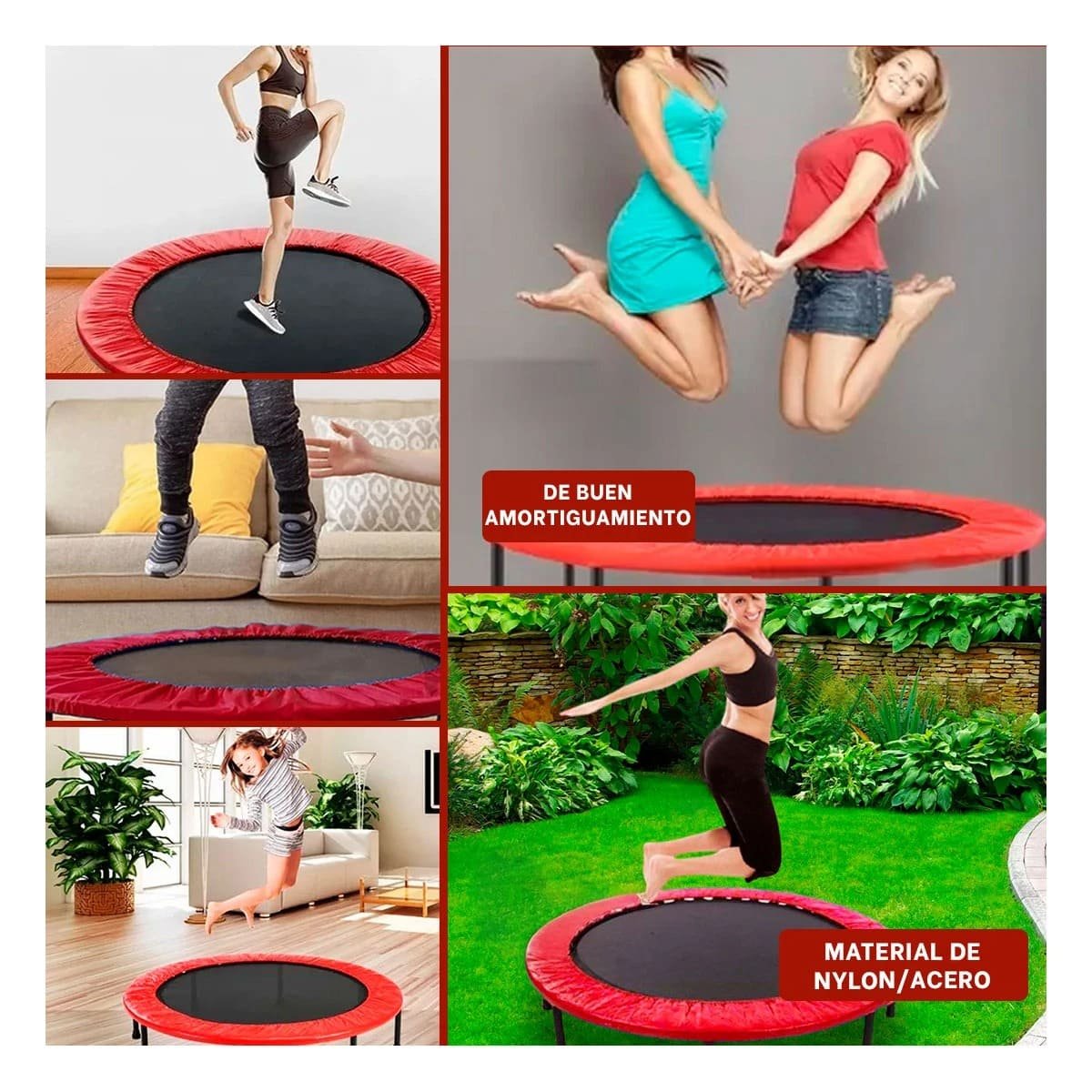 PACK2 MINI TRAMPOLIN TALLA S ROJO PARA ACTIVIDAD FISICA EJERCICIOS Y USO SEGURO Y+PAPEL REGALO - 3