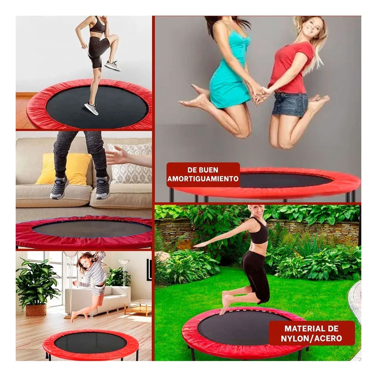 PACK2 TRAMPOLIN COLOR ROJO ESTRUCTURA DEPORTIVA TALLA M PARA CARDIO DIARIO Y+PAPEL REGALO - 3
