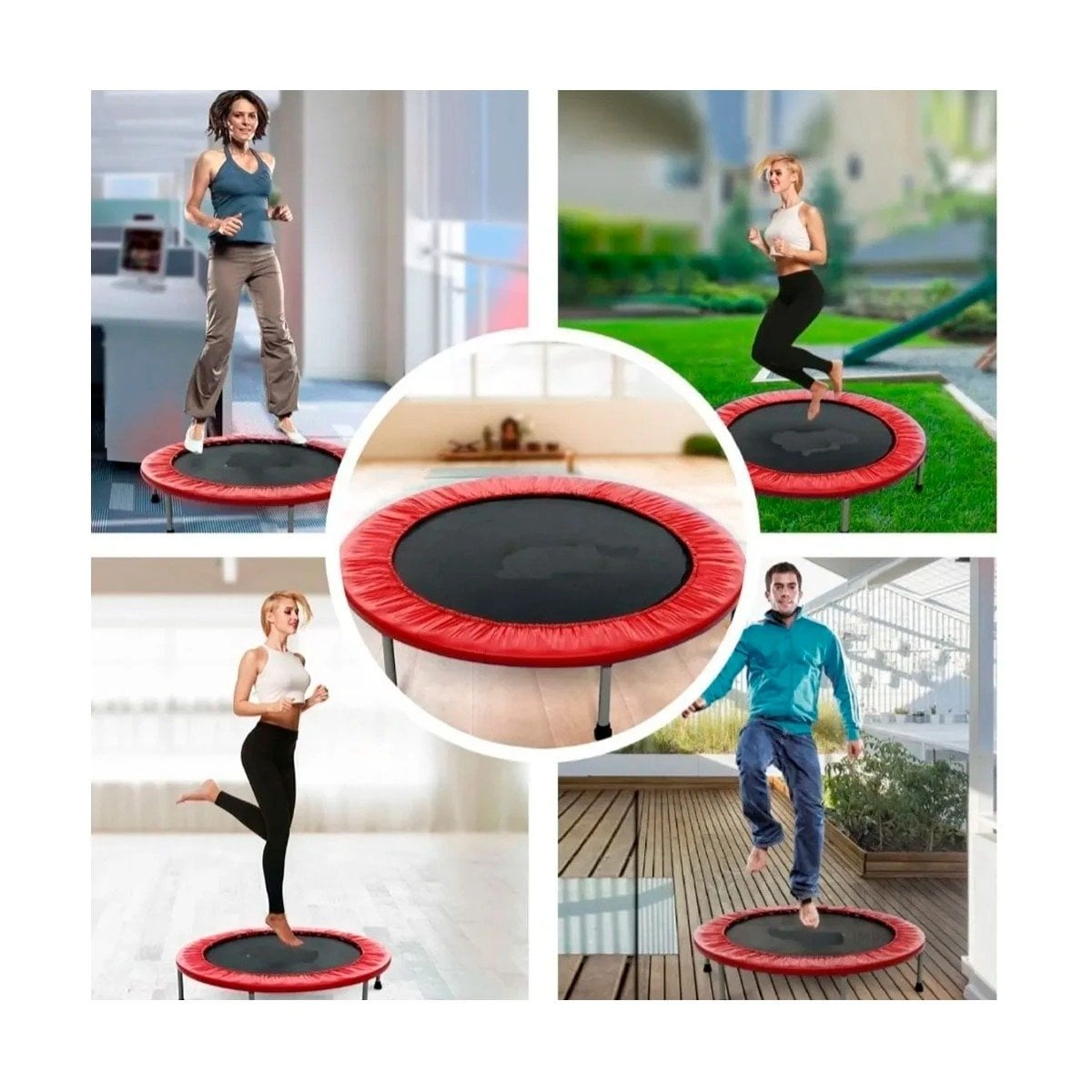 PACK2 TRAMPOLIN COLOR ROJO ESTRUCTURA DEPORTIVA TALLA M PARA CARDIO DIARIO Y+PAPEL REGALO - 5