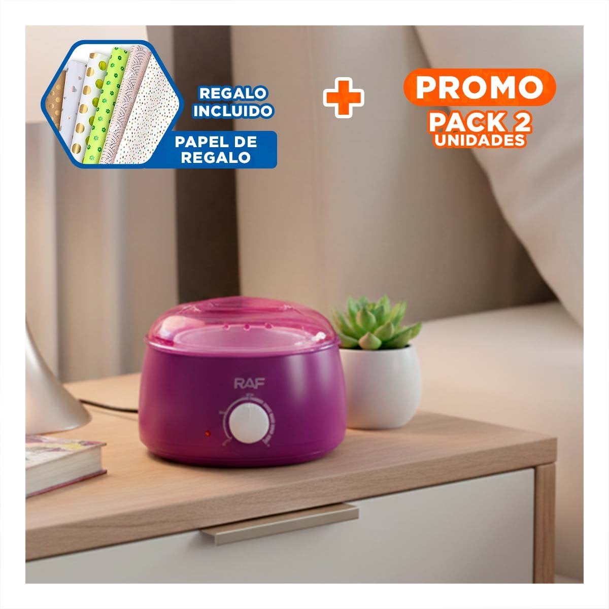 PACK2 EQUIPO MODERNO PARA CERA MORADO ELECTRICO Y+PAPEL REGALO - 1