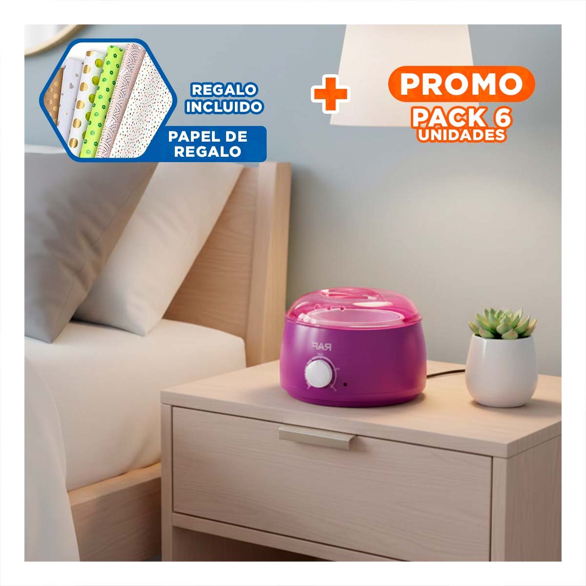 PACK6 MAQUINA PRACTICA PARA CERA MORADO ELECTRICA Y+PAPEL REGALO - 1