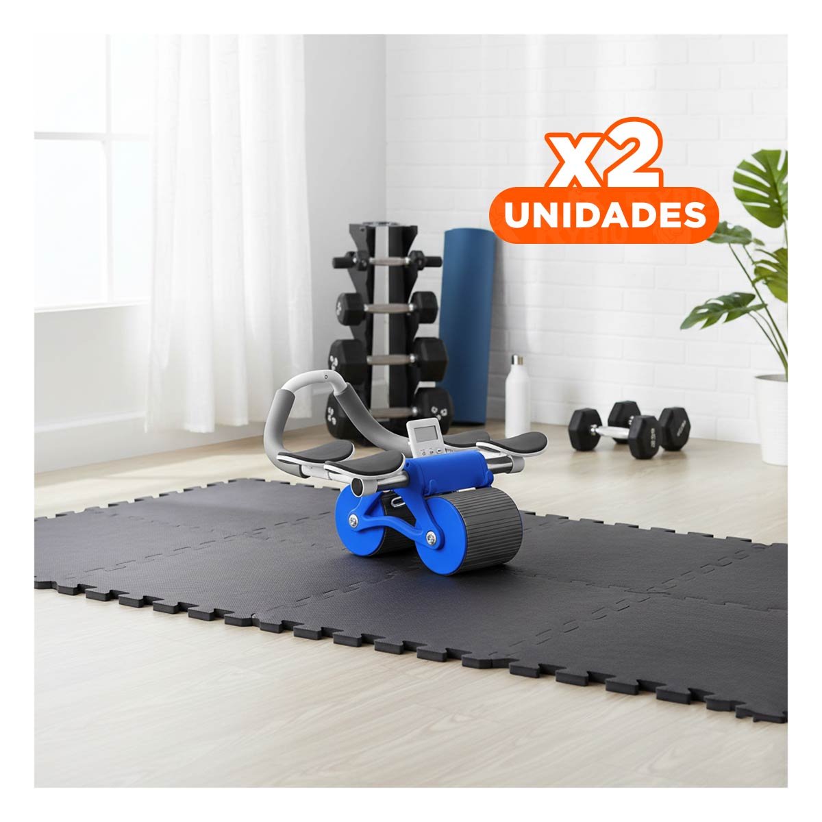 PACK2 RUEDA ABDOMINAL 2 EN 1 CON CONTADOR ANALOGICO Y BASE ESTABLE AZUL Y+REGALO STICKER - 1